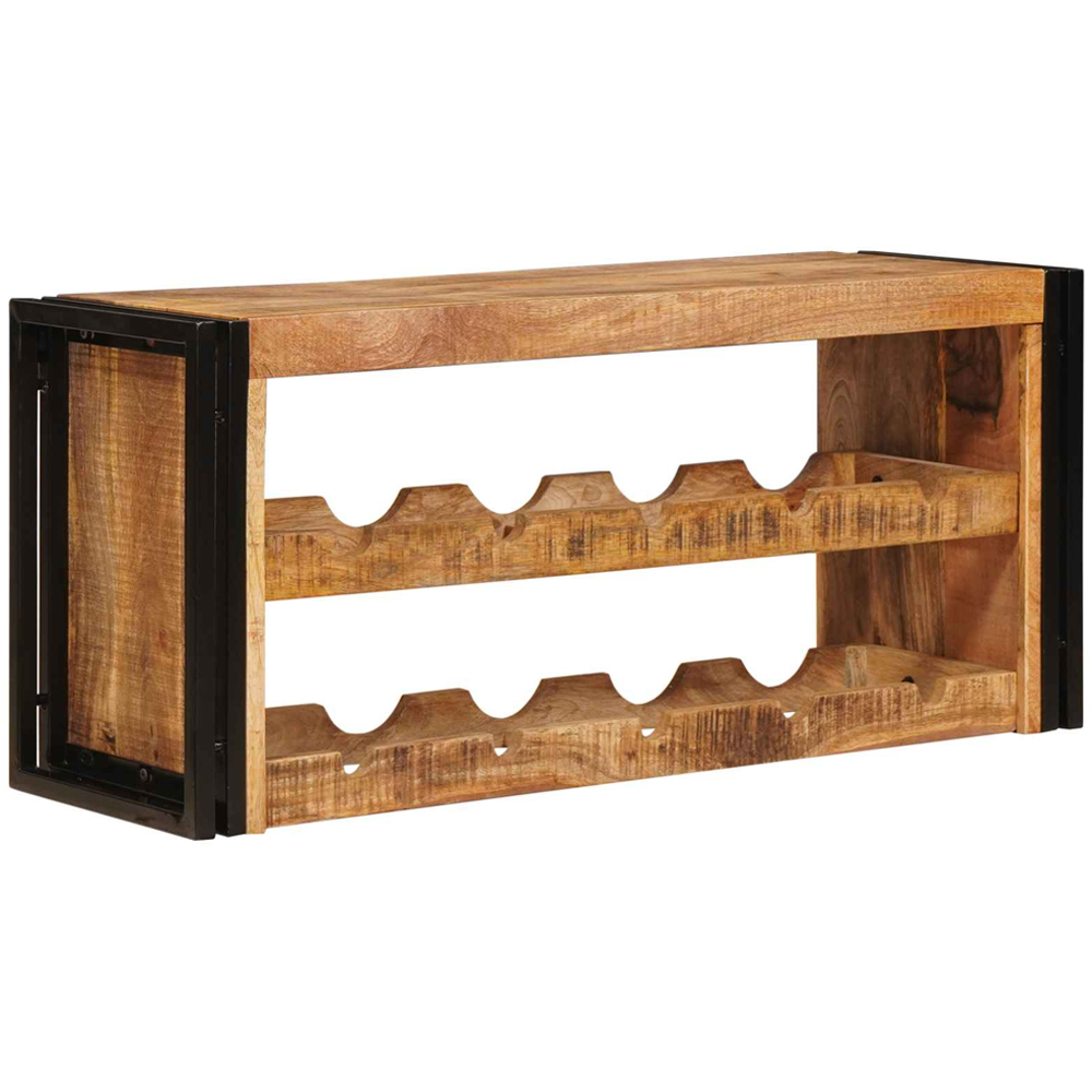 vidaXL 10 Bottle Brown Solid Rough Mango Wood Wall Mounted Wine Rack Image 3