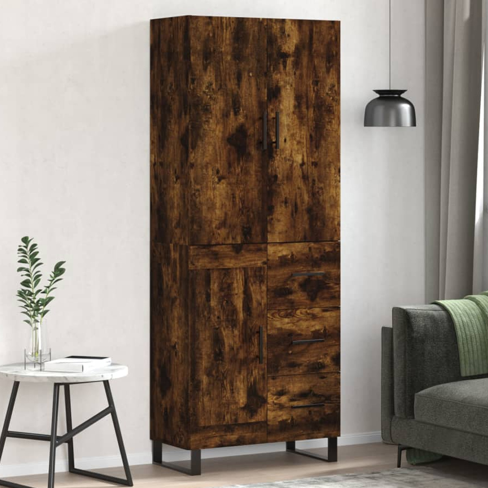 vidaXL 3 Door 3 Drawer 5 Shelf Smoked Oak Highboard Image 1