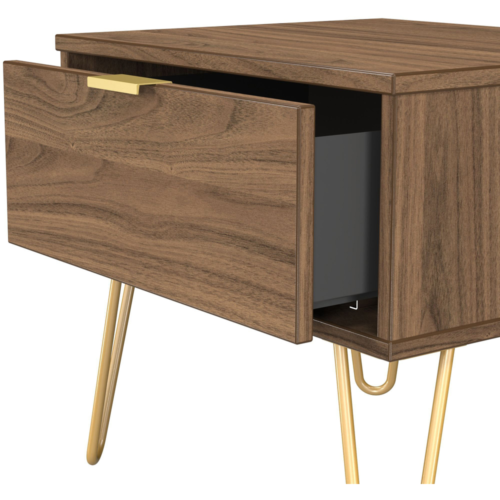 Crowndale Hong Kong Single Drawer Carini Walnut Side Table Ready Assembled Image 6