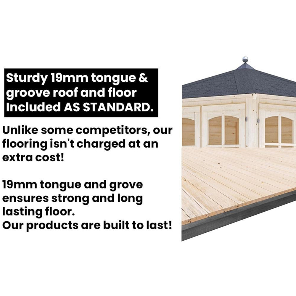 Dunster House Vantage 350 11 x 10ft Brown Wooden Hexagonal Summerhouse Image 5