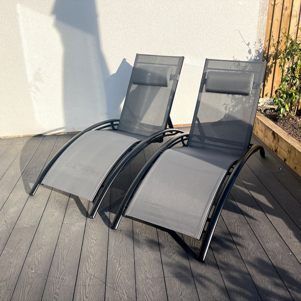 Outdoor Living Bali Set of 2 Grey Sun Loungers Image 5
