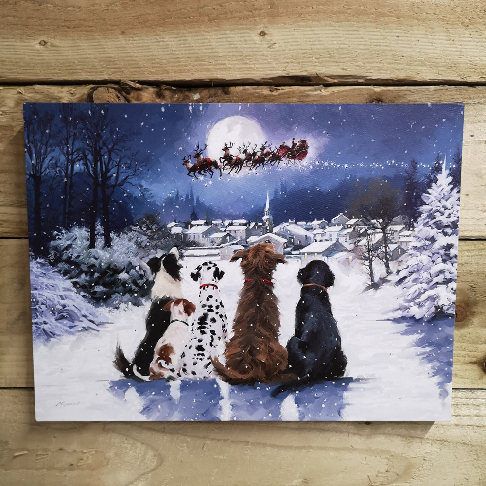 Samuel Alexander Snowtime Christmas Dogs Light Up Wall Art 30 x 40cm Image 6