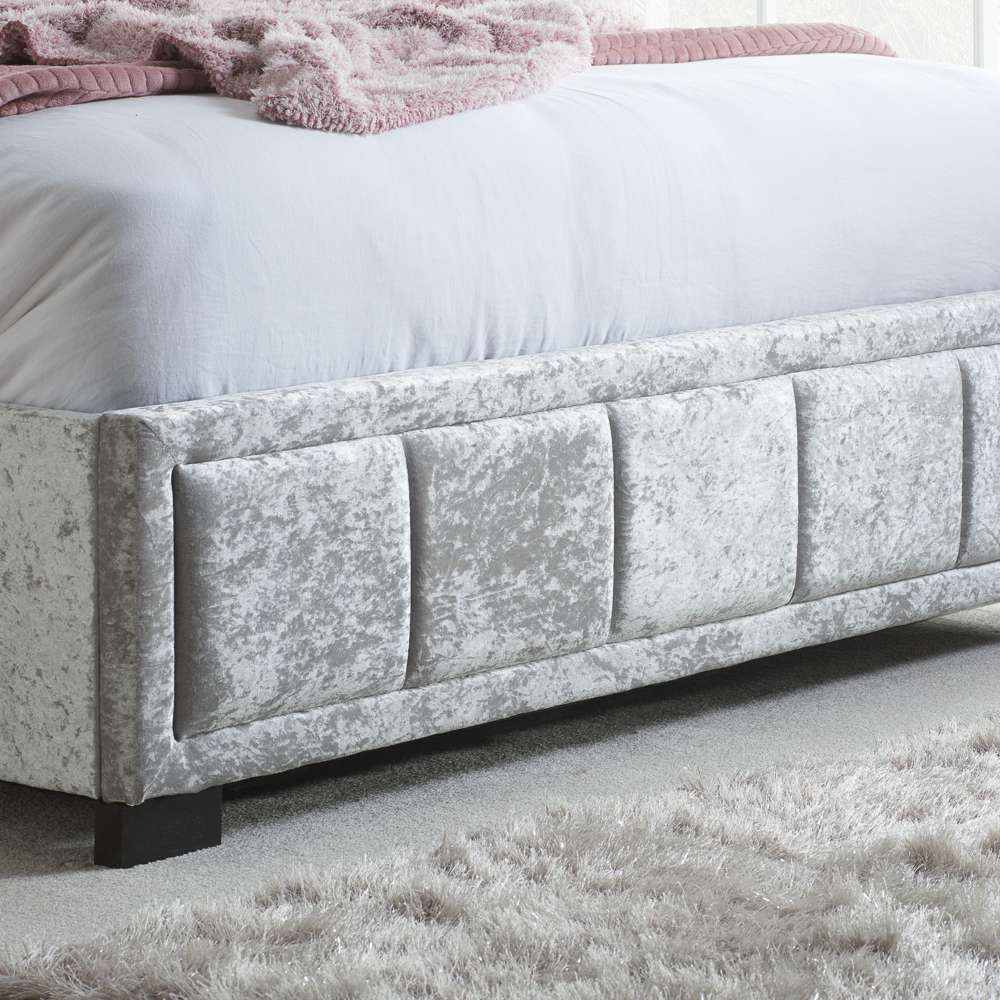 Hannover Double Grey Velour Bed Frame Image 7