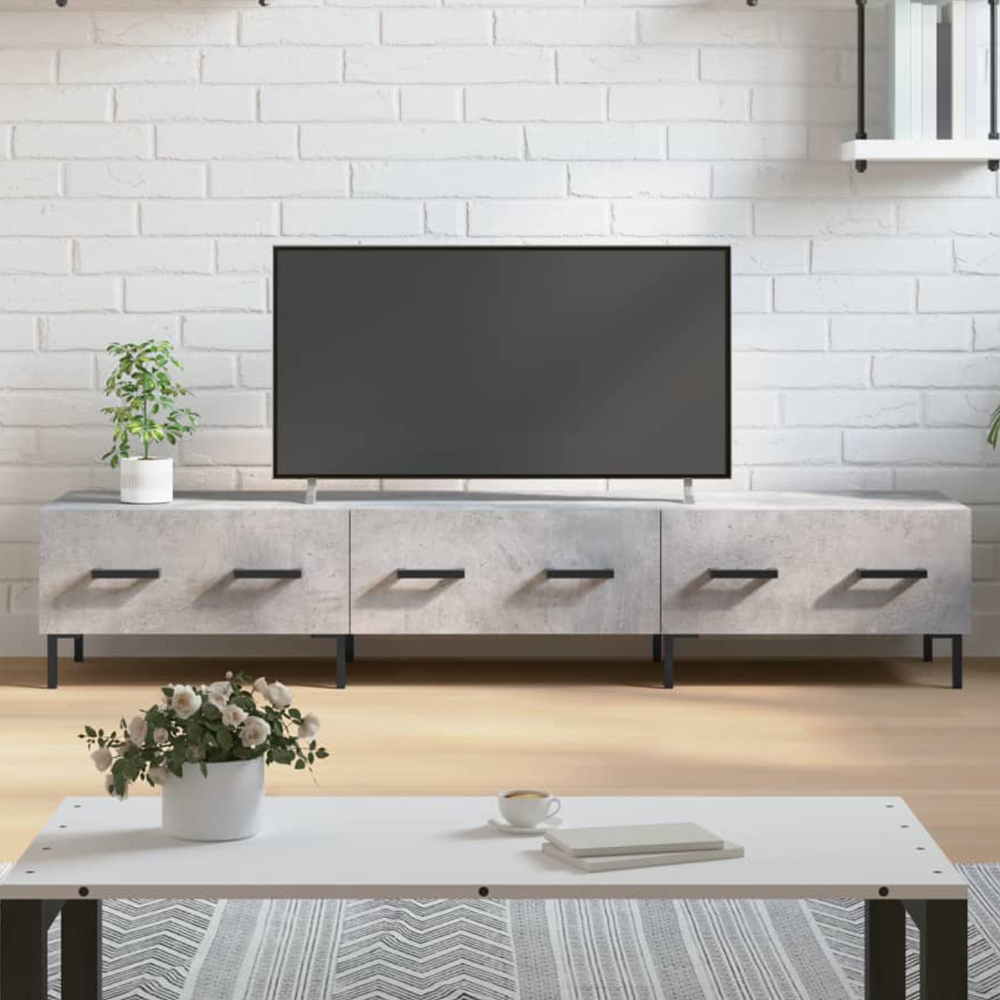 vidaXL 3 Drawer Concrete Grey TV Cabinet Image 1
