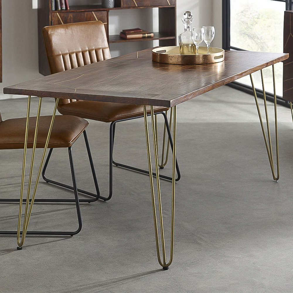Brooklyn Ozella 4 Seater Dark Gold Dining Table Image 1