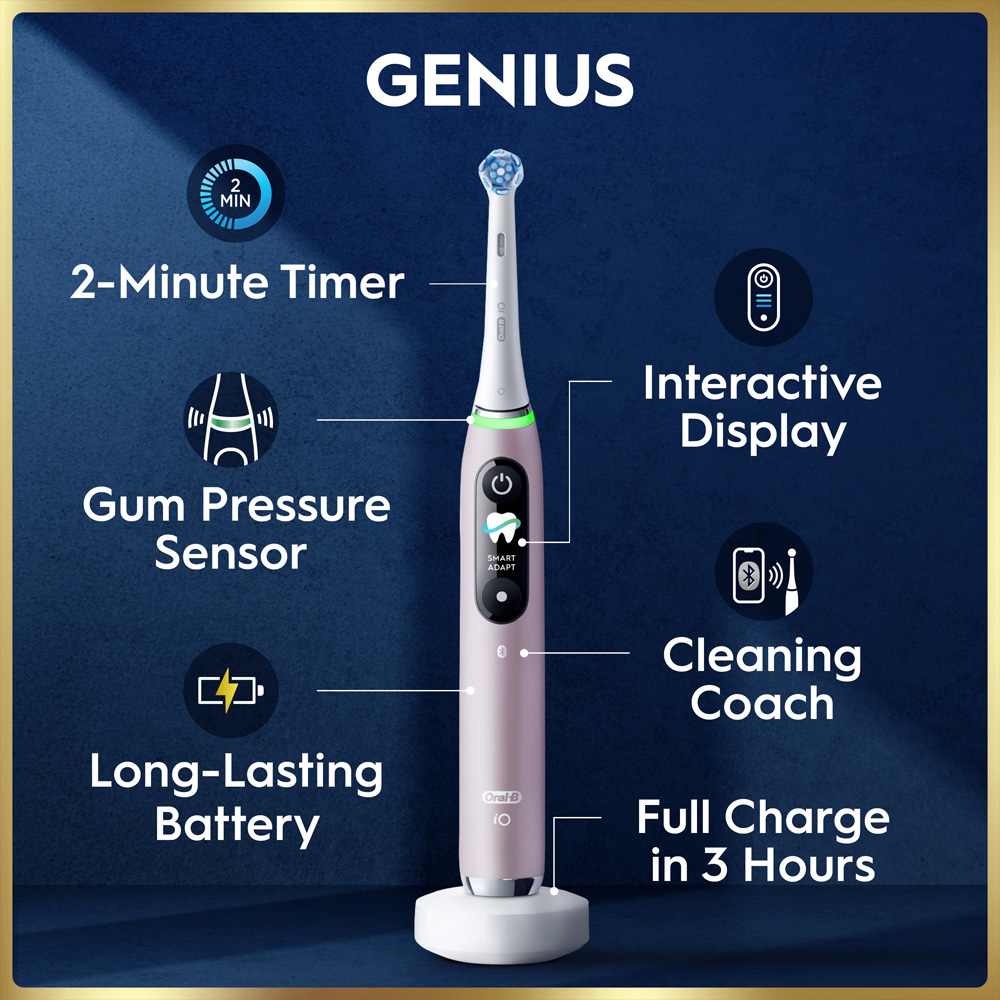 Oral-B iO 9 Rose Quartz Edition Electric Toothbrush with Travel Case and Fast Charger Image 6