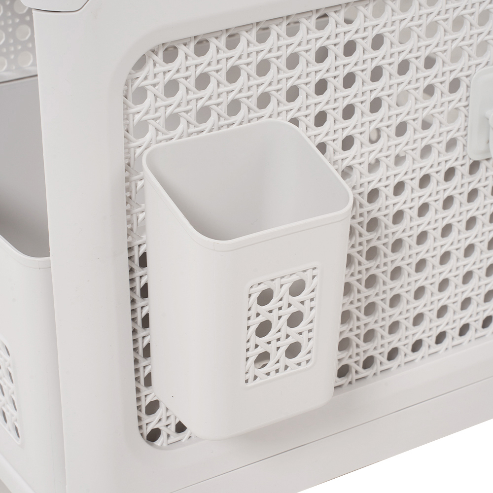 Living and Home 3-Tier White Storage Cart with Pull-Out Baskets Image 6