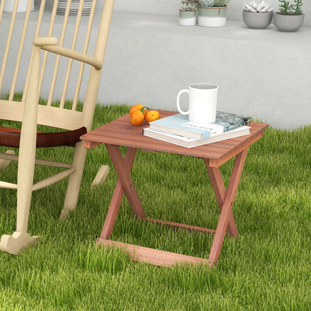Costway Slatted Top Folding Side Table Image 4