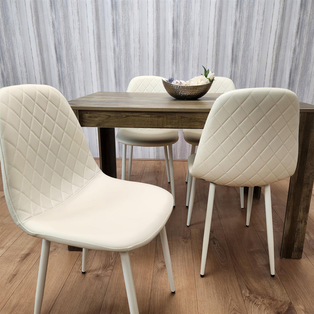 Portland 4 Seater Dining Set Rustic Effect and Cream Gem Image 2