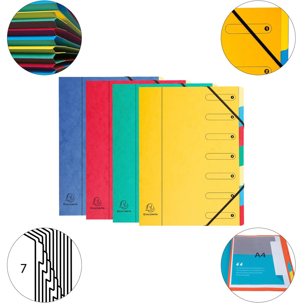 Exacompta Harmonika 7 Section Assorted Colours A4 Multi Part File 8 Pack Image 8