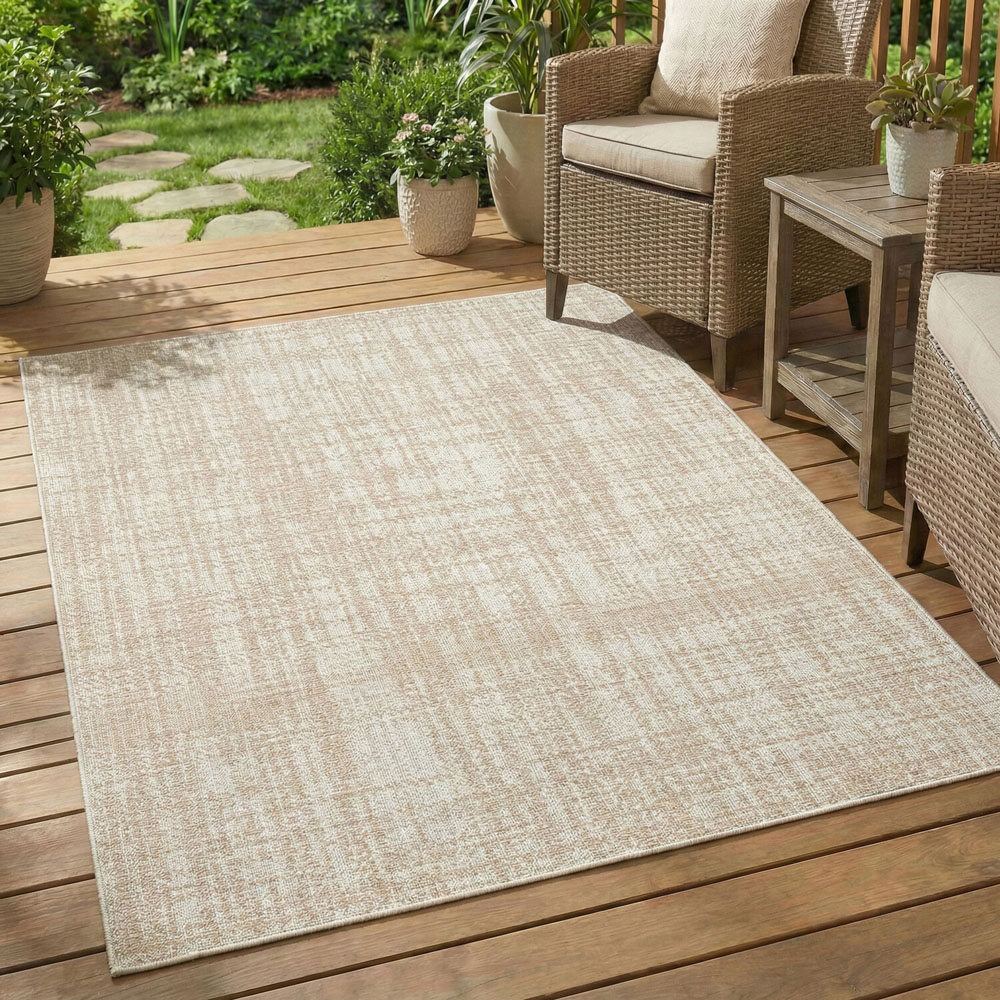 Palma Textured Indoor and Outdoor Rug Neutral 120cm Image 2