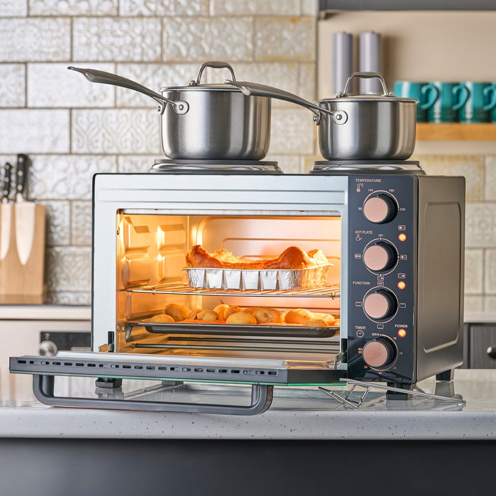 Cooks Professional K435 Black and Copper Counter Top 28L Mini Oven Grill with Hob Image 7