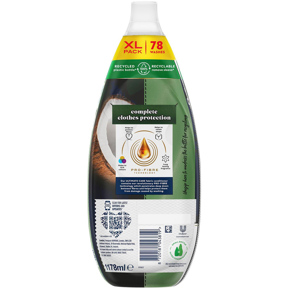 Comfort Ultimate Care Coco Fantasy Concentrated Fabric Conditioner 78 Washes 1.18L 4 Pack Image 4