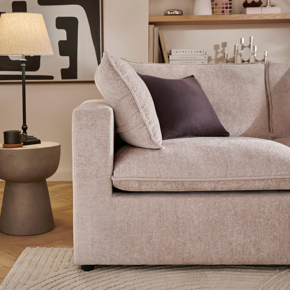 Juliet 4 Seater Symphony Pearl Chenille Fabric Corner Modular Chaise Sofa Image 4