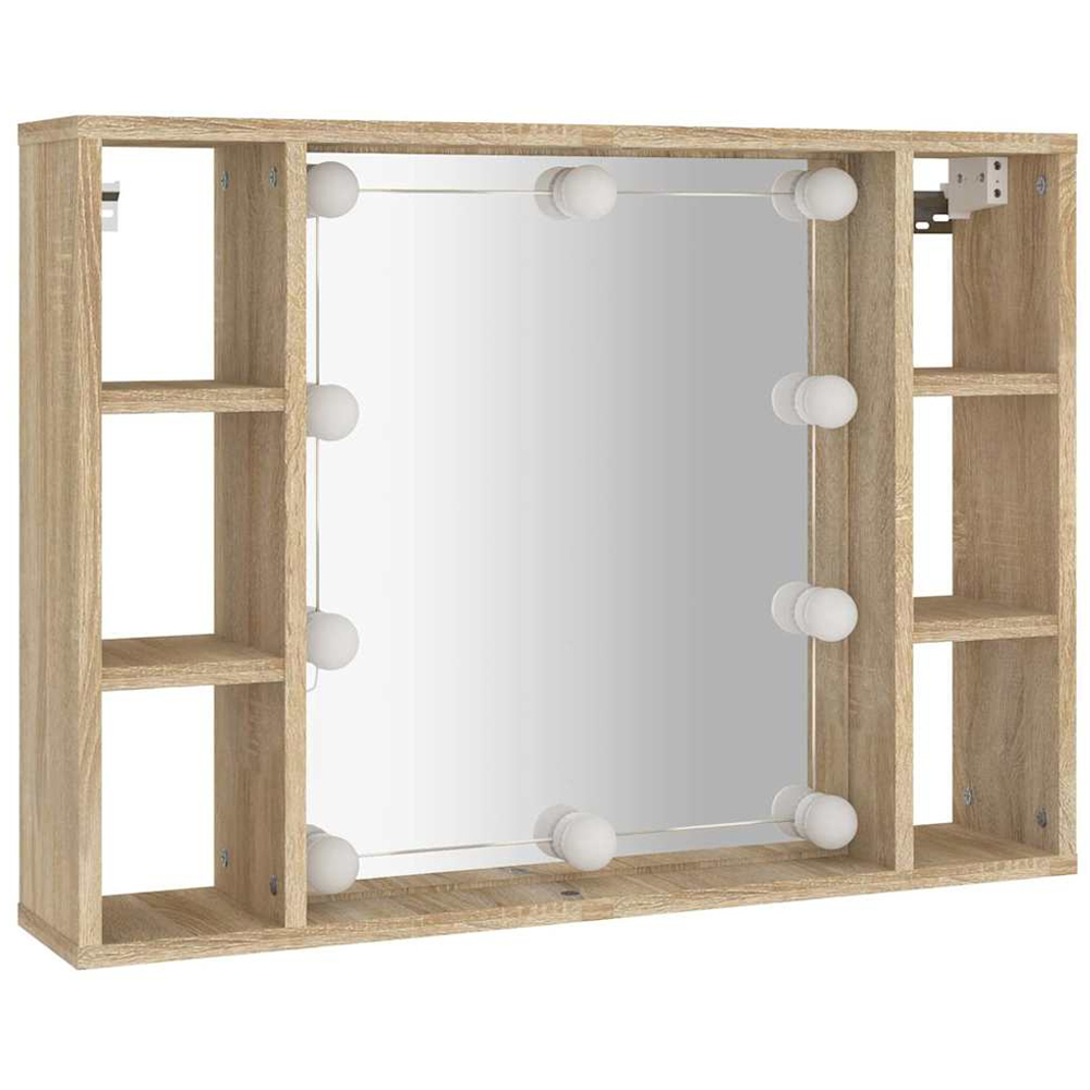 vidaXL 6 Open Shelf Sonoma Oak LED Mirror Cabinet Image 6