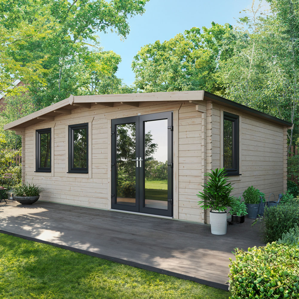 Power Sheds 16 x 20ft Right Double Door Chalet Log Cabin Image 2