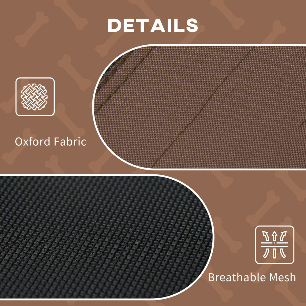 PawHut 92cm Coffee Elevated Dog Bed with UV Protection Canopy Image 5