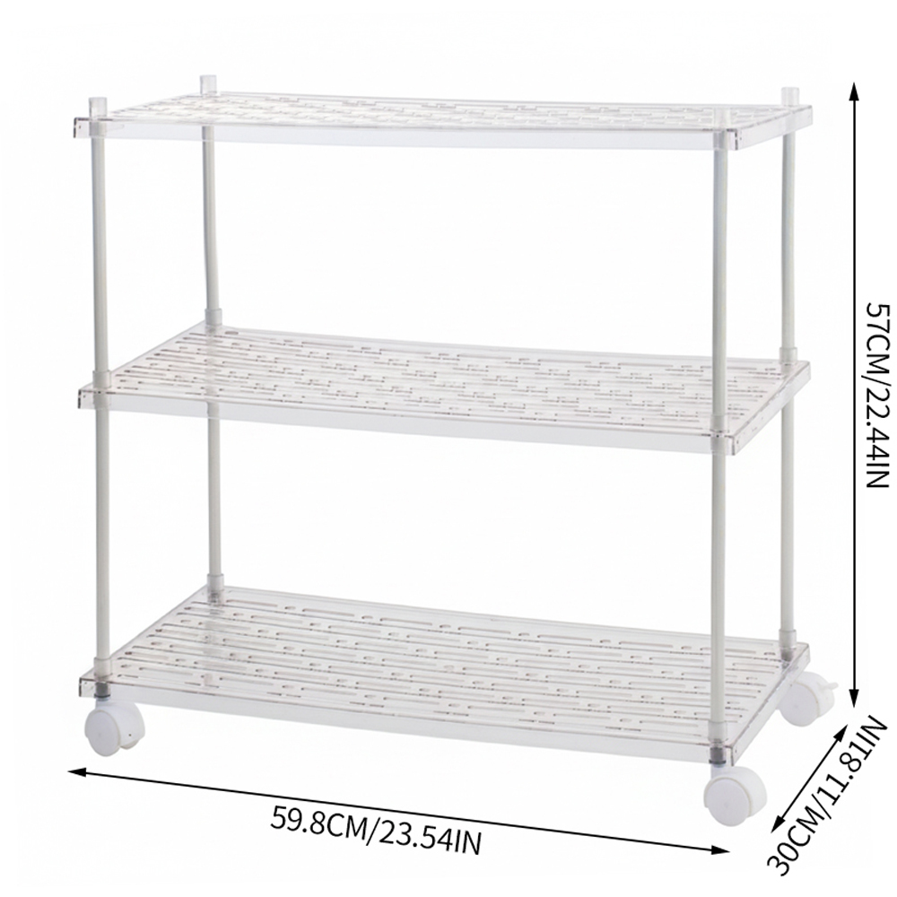 Living and Home 3 Shelf Clear Rolling Storage Cart Image 8