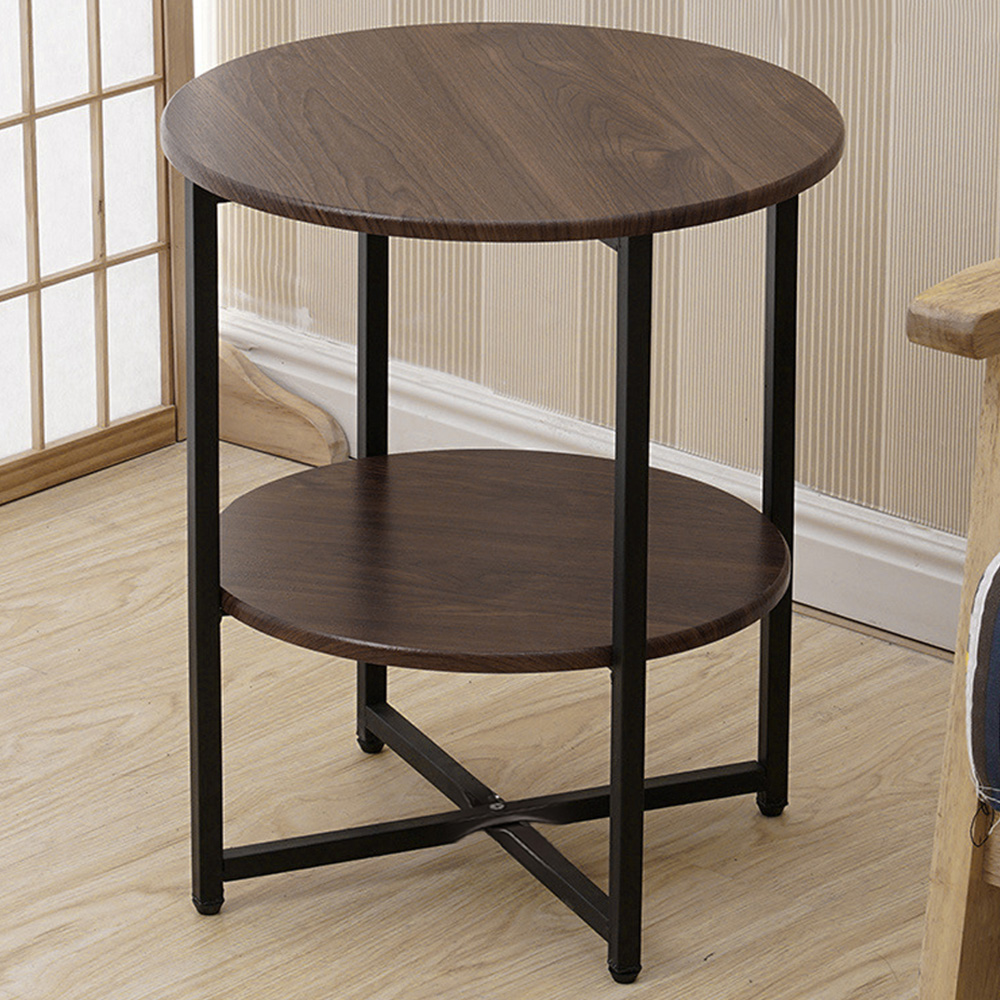 Living and Home 2 Tier Brown Round Coffee Table Image 1