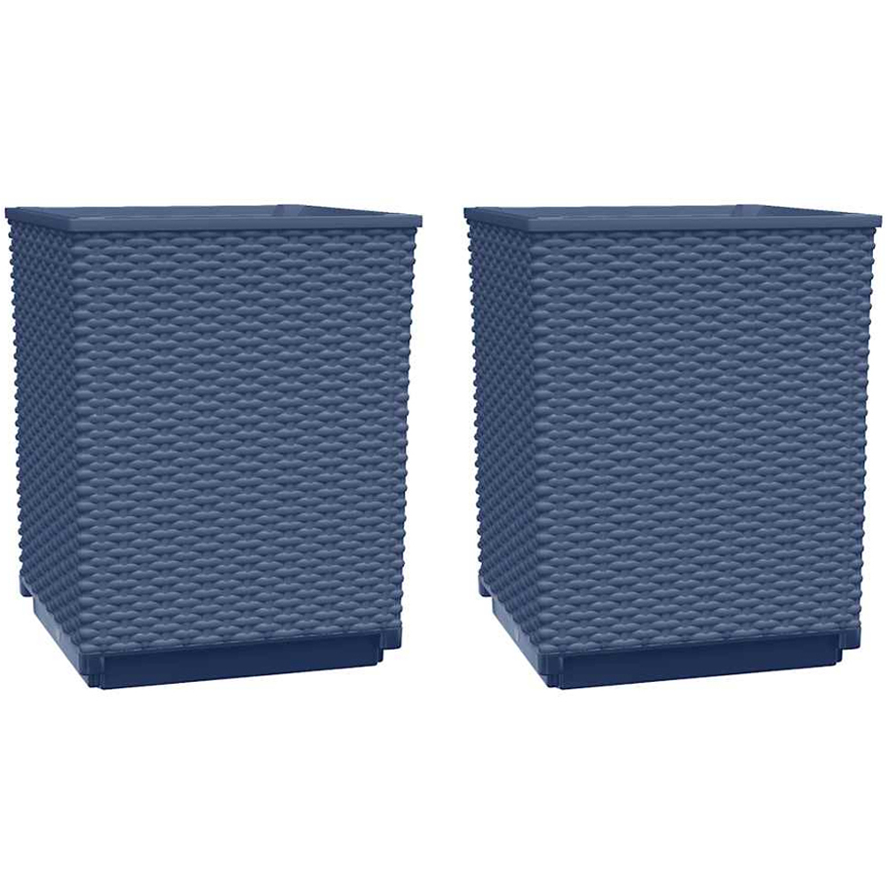 vidaXL Grey Plastic Garden Planter 37 x 30 x 30cm 2 Pack Image 1