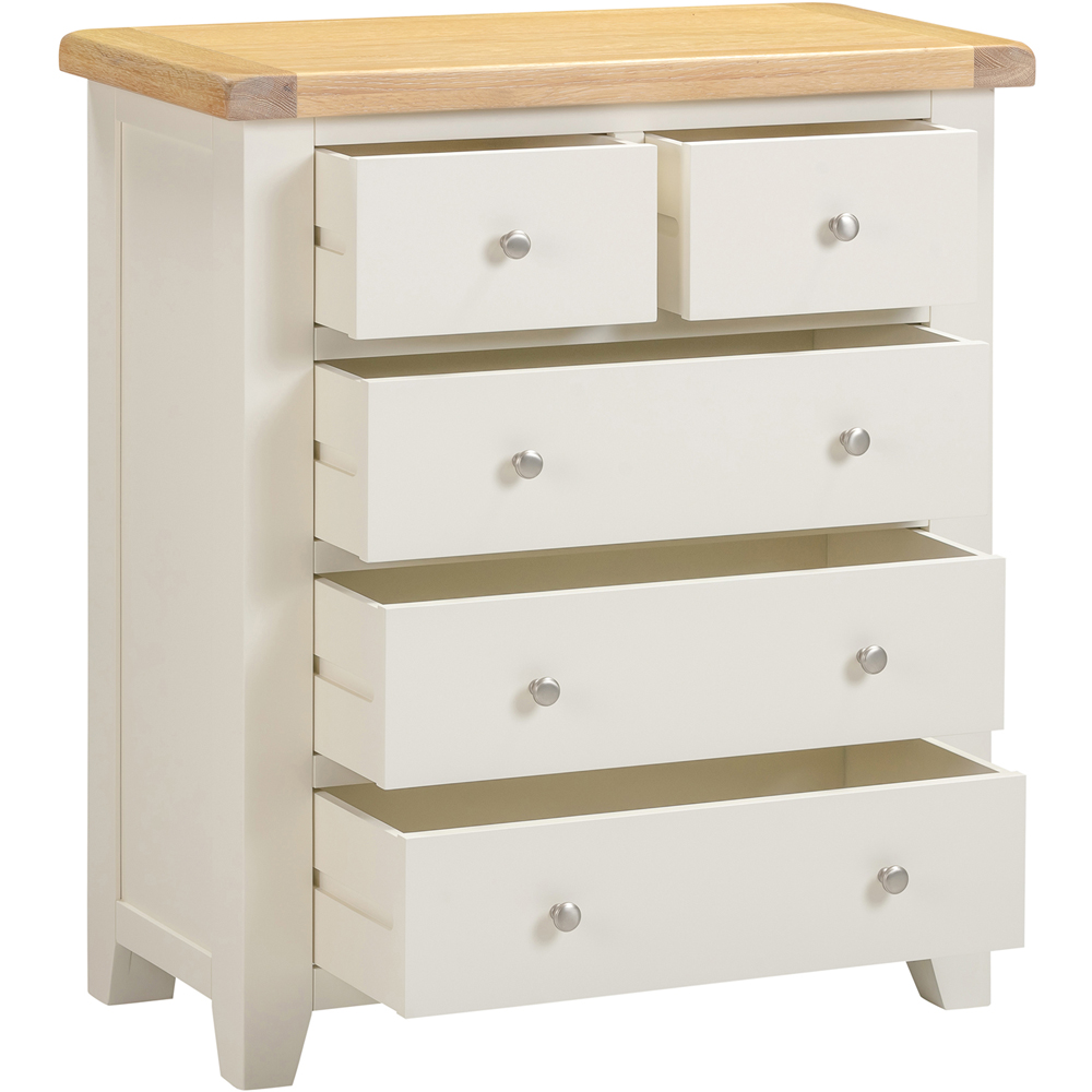 Seconique Windsor 5 Drawer Ivory and Oak Storage Chest Image 4