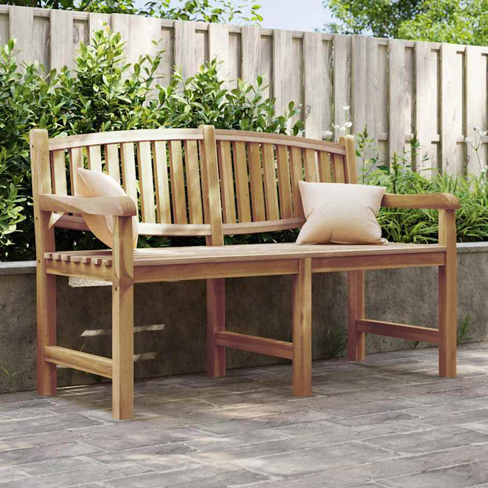 vidaXL 3 Seater Natural Solid Teak Wood Slatted Garden Bench Image 1