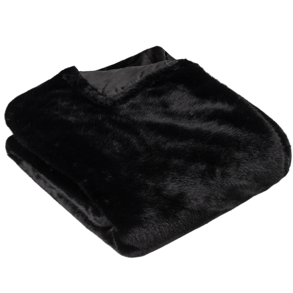 Paoletti Stanza Jet Faux Fur Throw 130 x 180cm Image 1