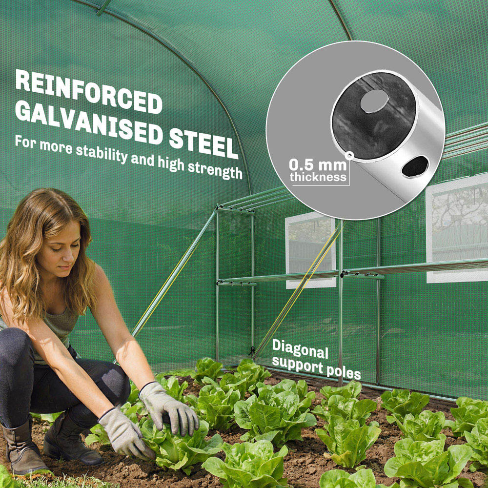 Outsunny Green PE 9 x 6.4ft Portable Walk-In Greenhouse Image 5