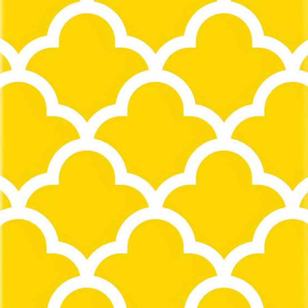 Warren Reed Designer Large Geometric Yellow Quatrefoil Wave Suitcase Image 3