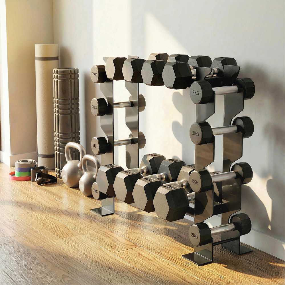 SPORTNOW 4-Tier Black Heavy-Duty Dumbbell Rack Image 7