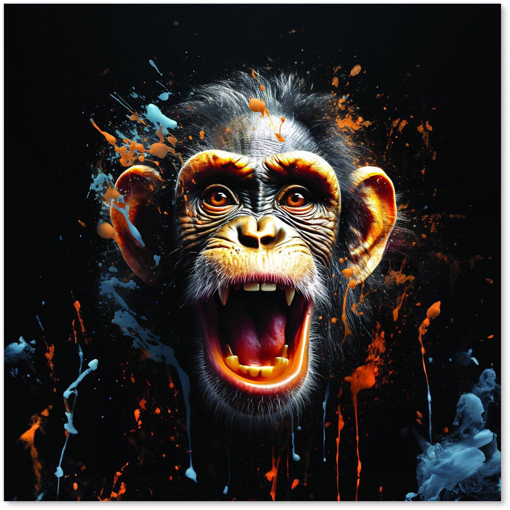 Warren Reed Designer Splashart Monkey Face Glass Kitchen Splashback 60 x 60cm Image 2