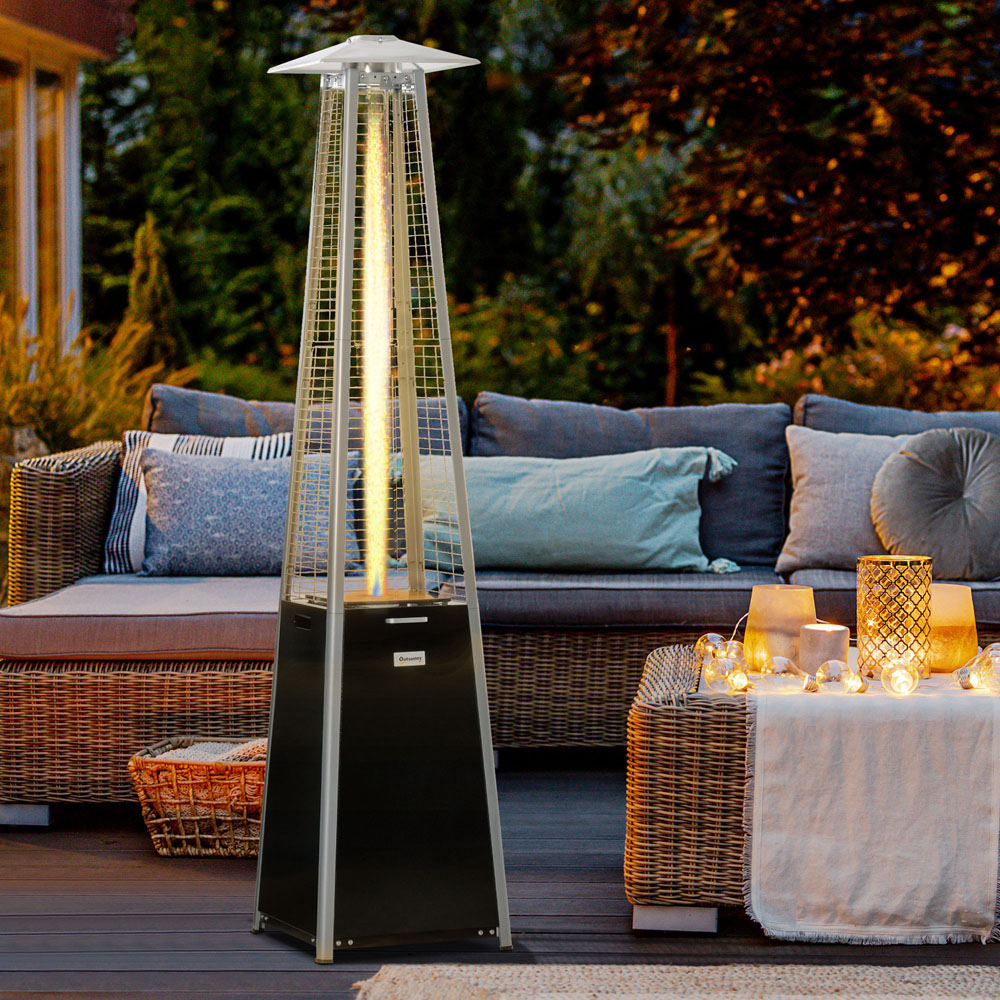 Outsunny Black Freestanding Pyramid Tower Heater with Dust Cover 11.2KW Image 2