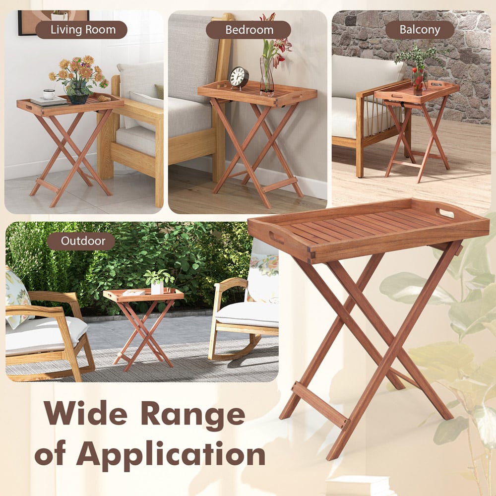 Costway Slatted Top Folding Side Table Image 7