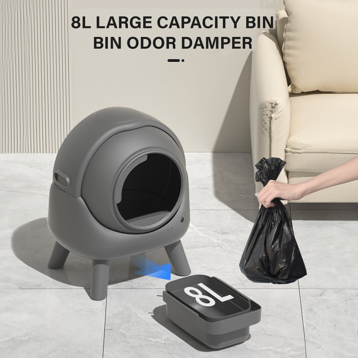 Smart Cat Litter Box Grey Image 5