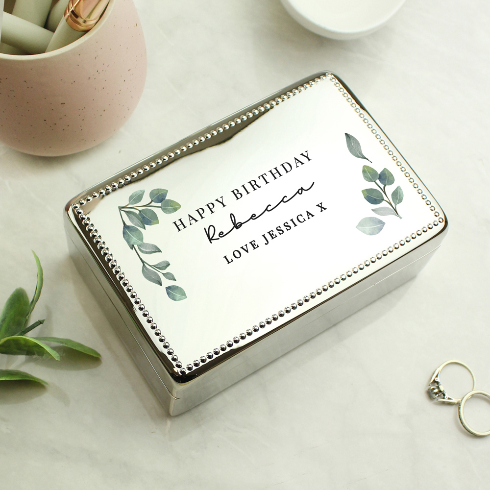 Personalised Memento Personalised Botanical Rectangular Jewellery Box Image 3
