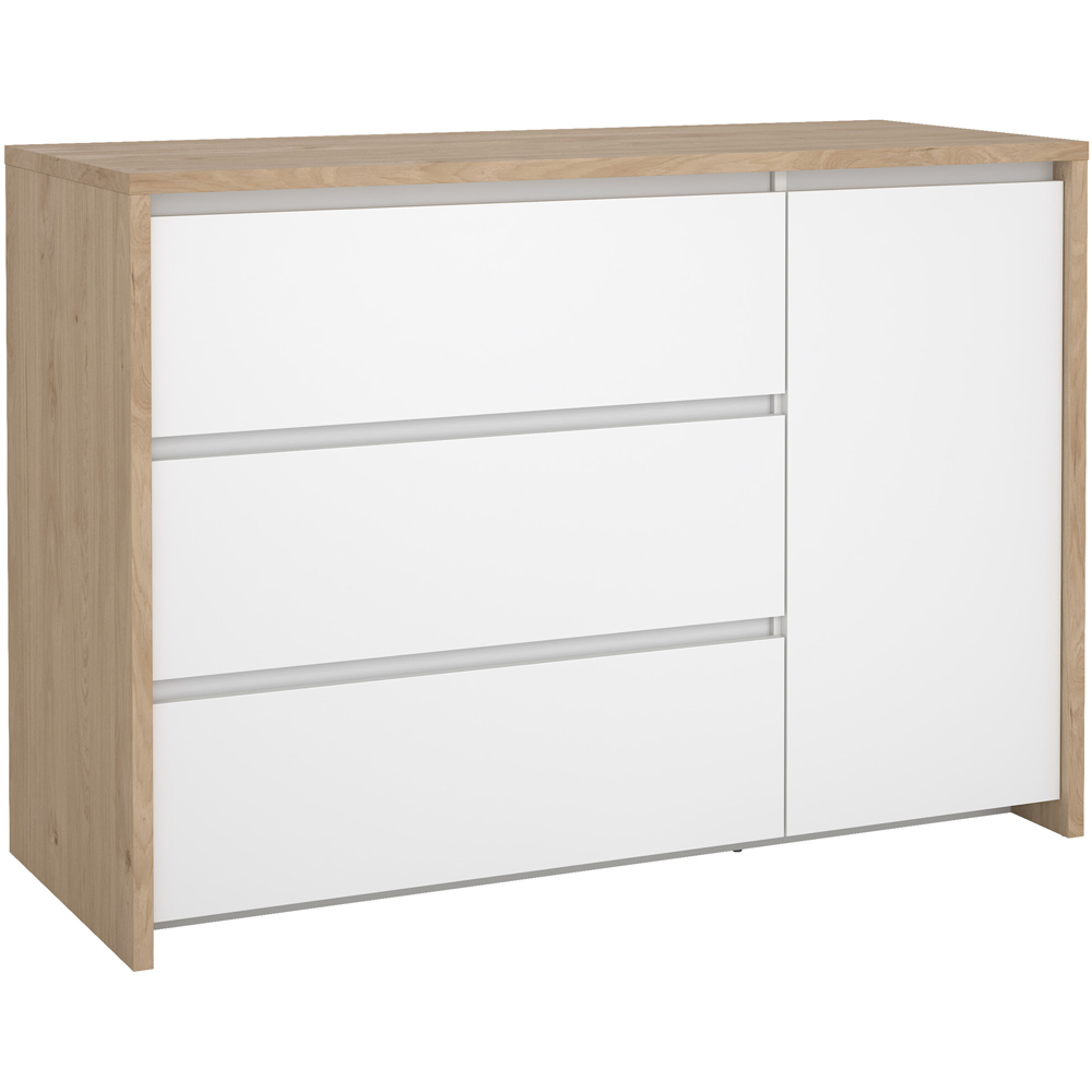 Florence Next Single Door 3 Drawer Jackson Hickory White High Gloss Sideboard Image 4