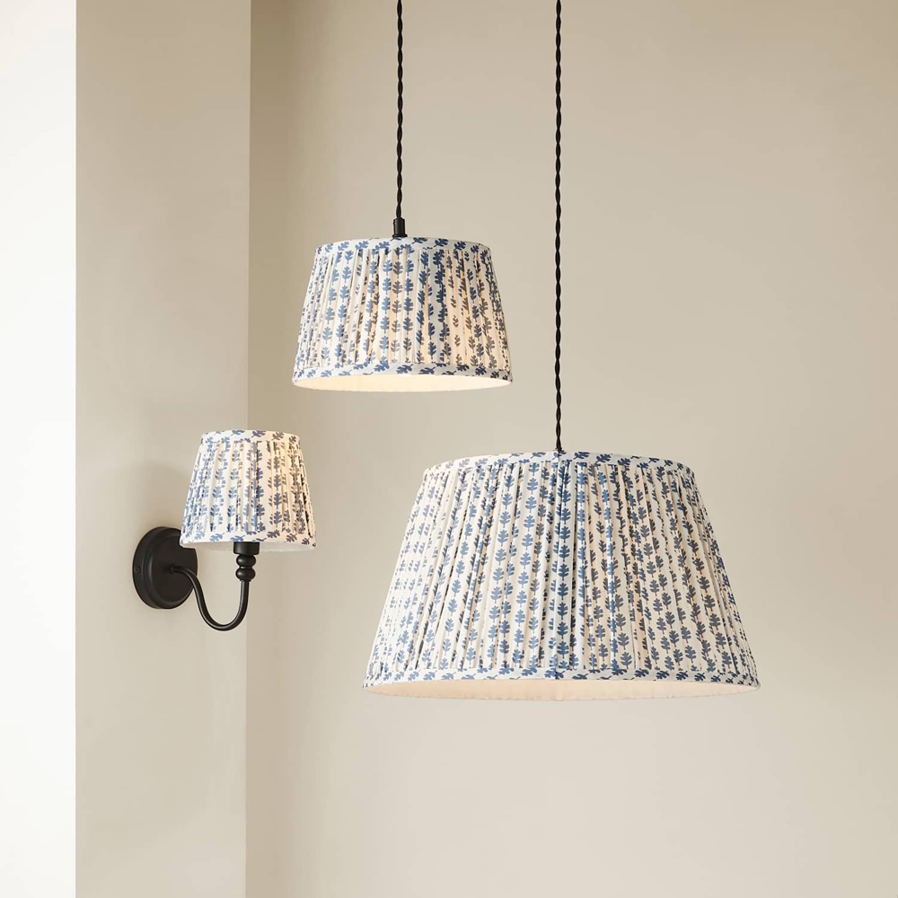 ValueLights Grange Blue Floral Pleated Extra Small Lamp Shade 16cm Image 7