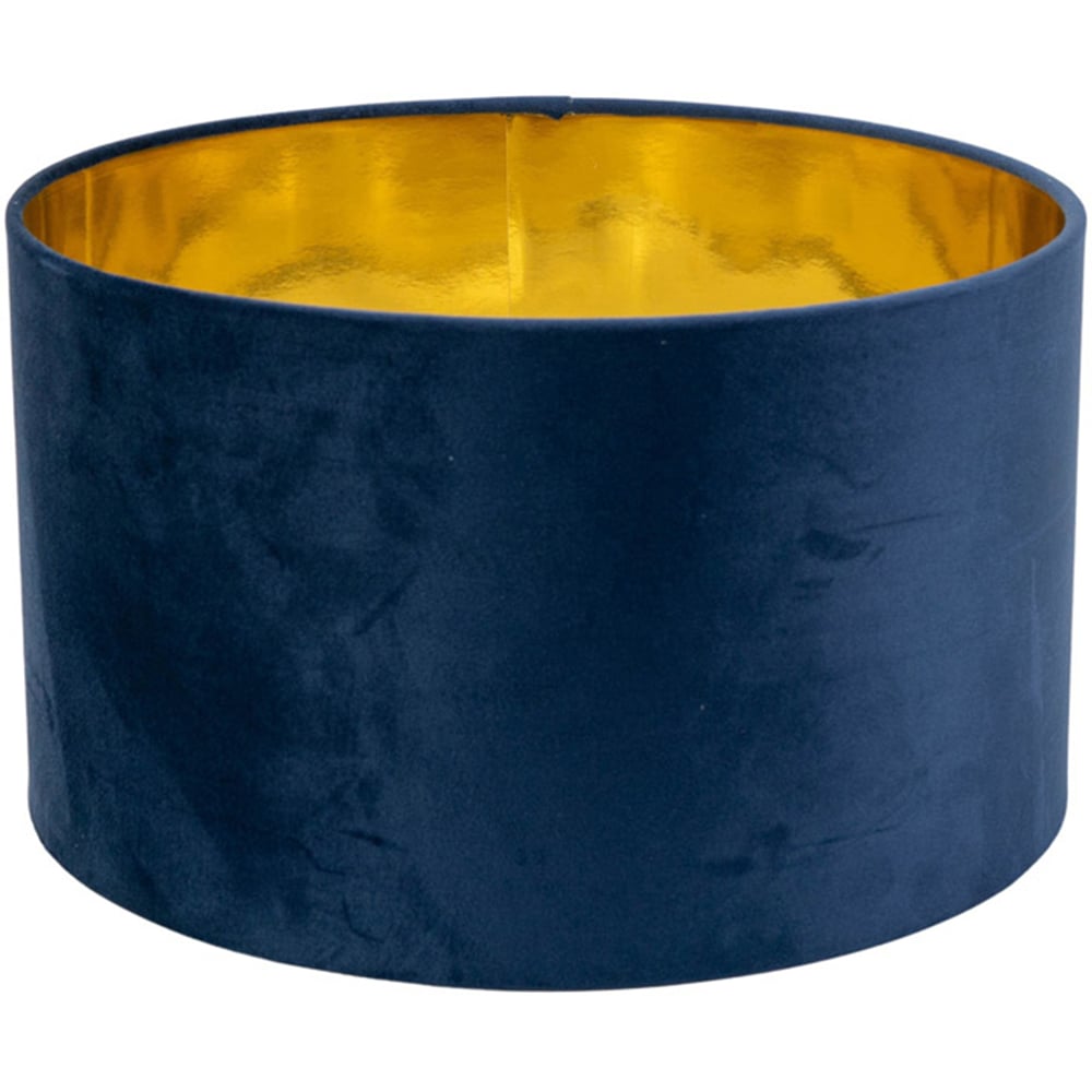 ValueLights Reni Navy Velvet and Gold Inner Drum Ceiling Lamp Shade 35cm Image 1