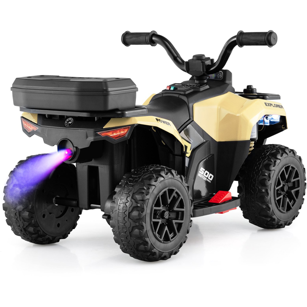 Costway Kids Khaki Electric Quad Bike with Spray Function and Storage Box 6V Image 4