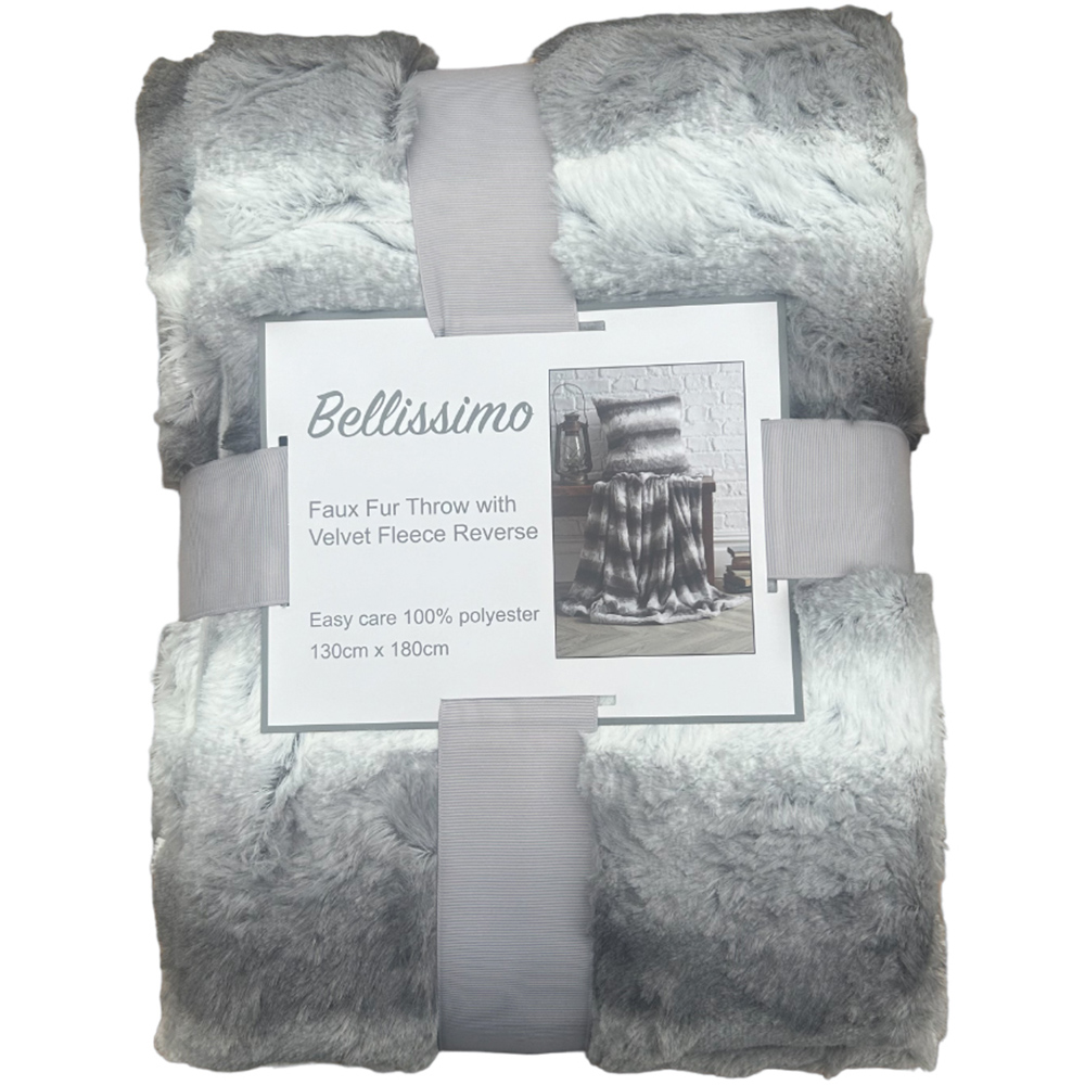 Bellissimo Grey Faux Fur Throw 130 x 180cm Image 1