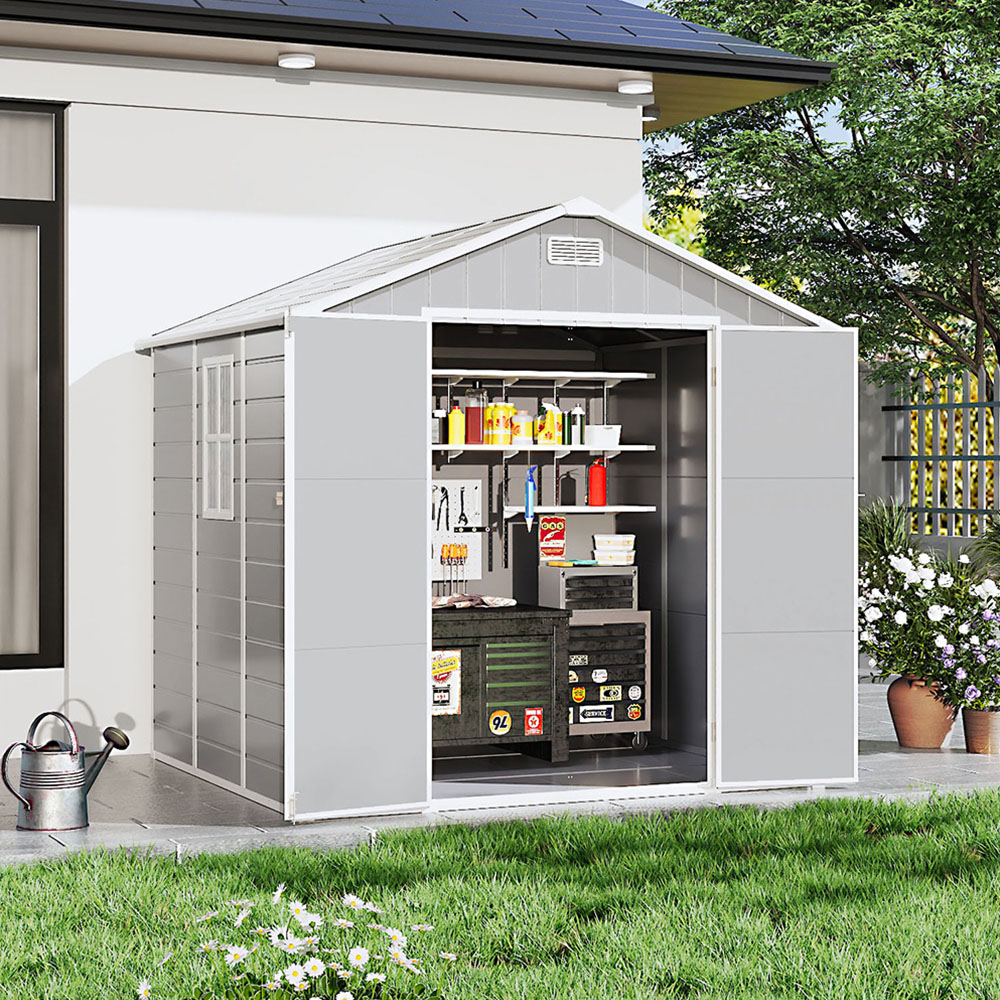 Living and Home 8 x 4ft Grey Waterproof Outdoor Storage Shed Image 7