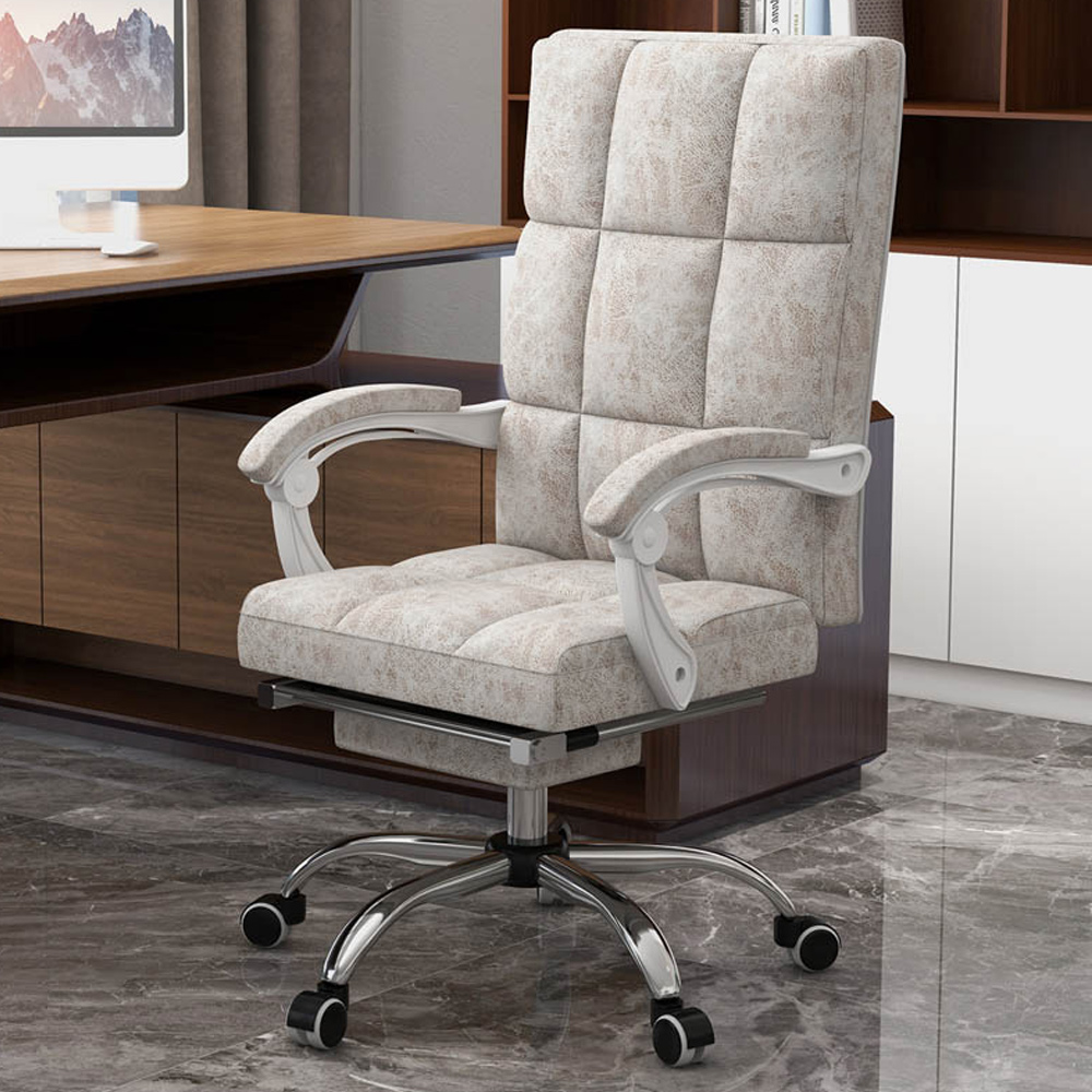 Portland Cream Microfibre Vibration Massage Swivel Office Chair Image 1
