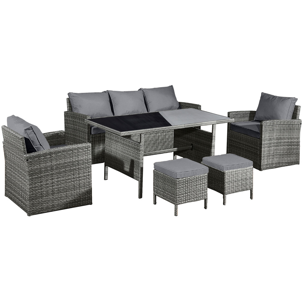 Oseasons Fiji 7 Seater Pewter Grey Rattan Lounge Dining Set Image 2
