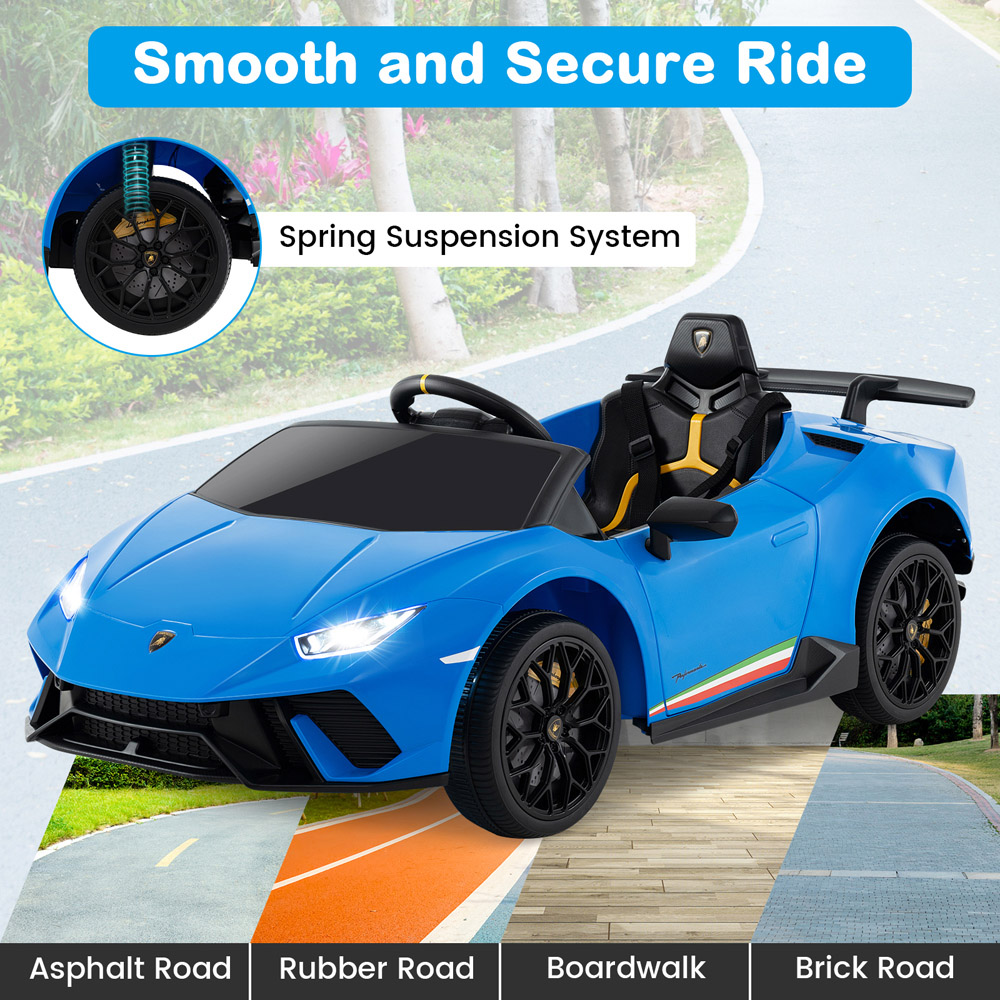 Costway Blue Kids Ride On Lamborghini Car with Remote Control Image 6