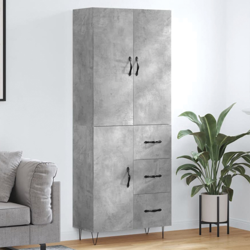 vidaXL 3 Door 3 Drawer Concrete Grey Highboard Image 1