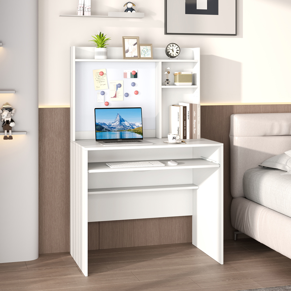 Costway Computer Desk with Magnetic Bulletin Board White Image 3