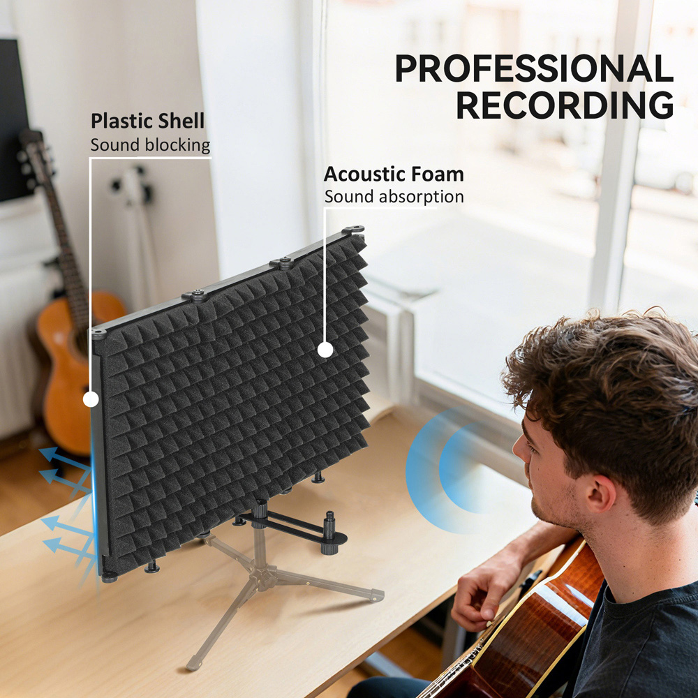 HOMCOM Black Foldable Table Top Studio Microphone Isolation Shield Image 4