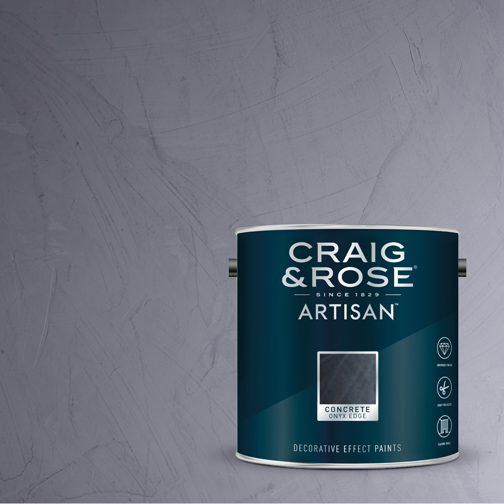 Craig & Rose Artisan Walls & Ceilings Concrete Onyx Edge Matt Paint 2.5L Image 4