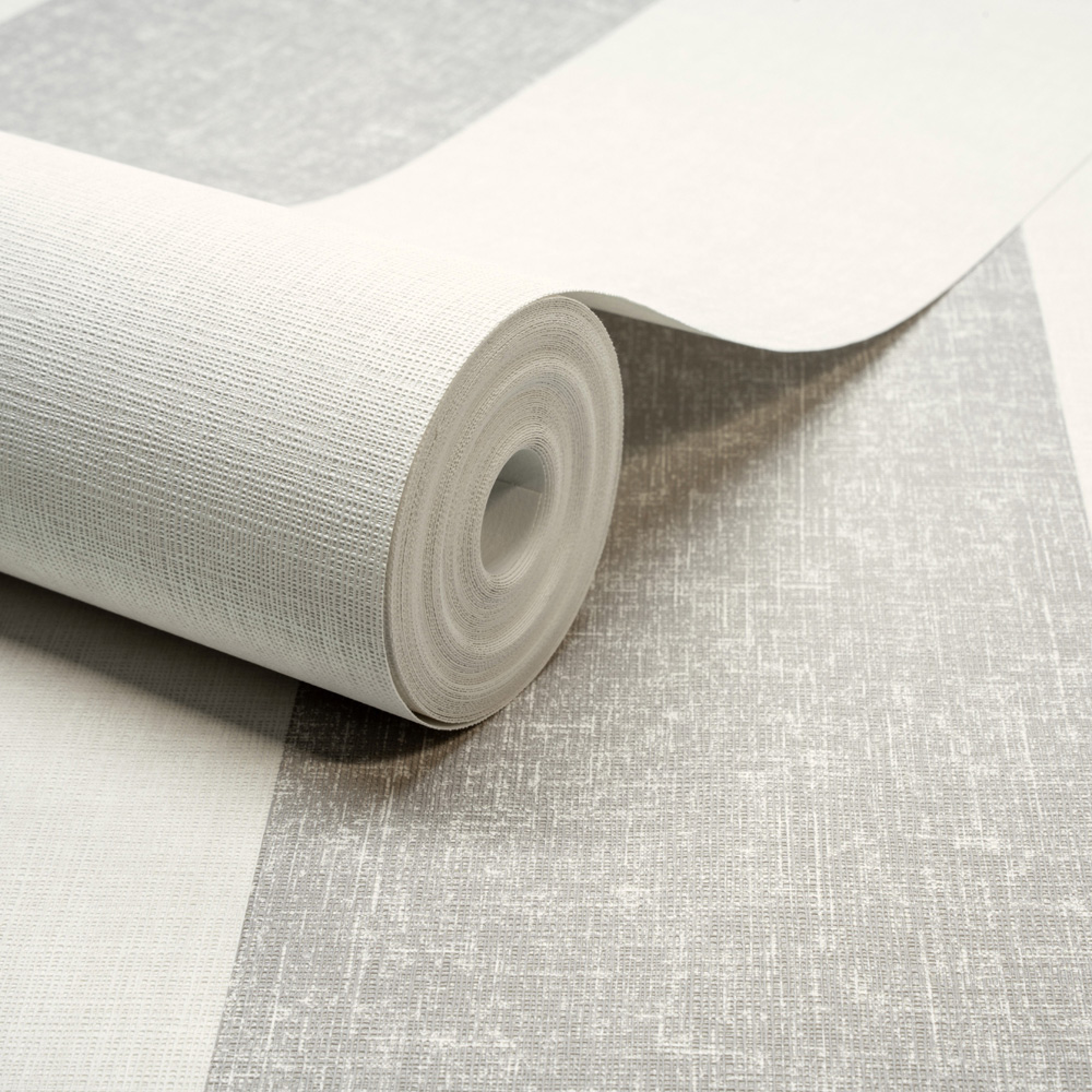 Grandeco Margritte Distressed Wide Textured Stripe Grey Wallpaper Image 2