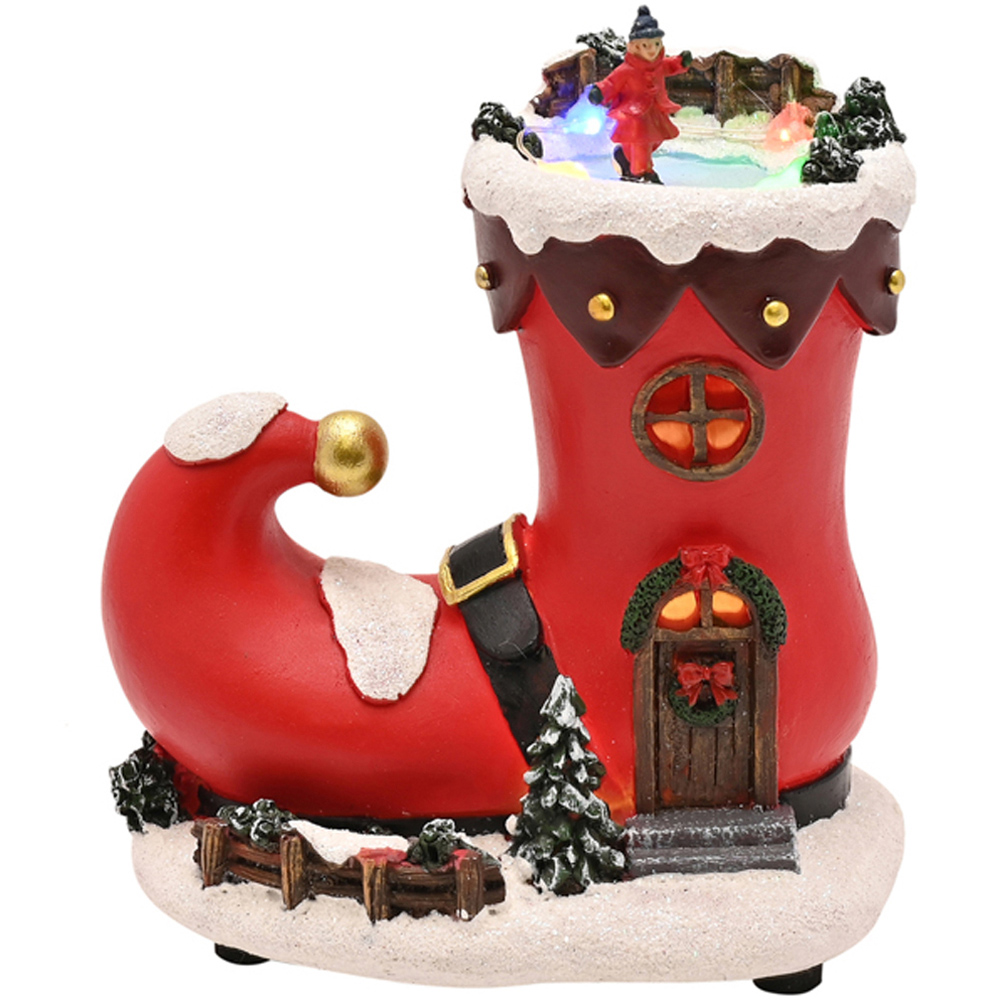 The Seasonal Gift Co. Santa and Friends Elf Boot House LED Christmas Decoration 13cm Image 1